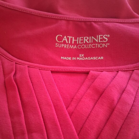 Catherines Suprema Collection women's tunic top red plus size 5X cotton - Picture 5 of 6